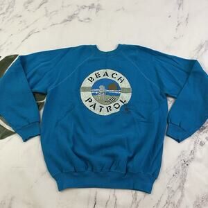 Lake Tahoe Beach Patrol Vintage 90s Pullover Sweatshirt Size XL Blue Graphic